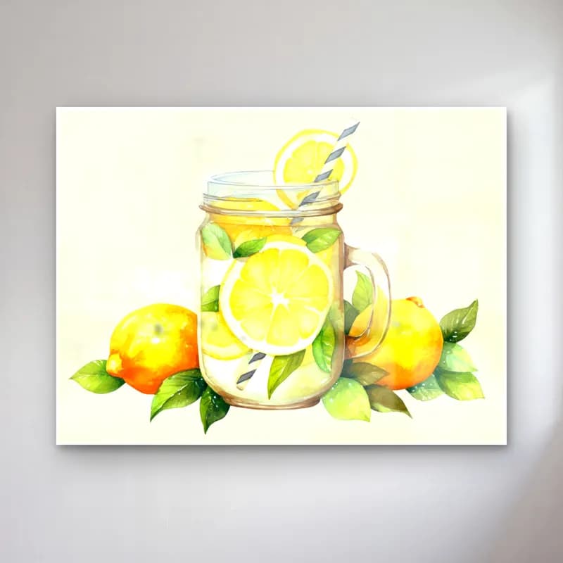 Suluboya Limonlar – Sarı Tonlar cam tablo — Suluboya Limonlar – Sarı Tonlar — suluboya limonlar