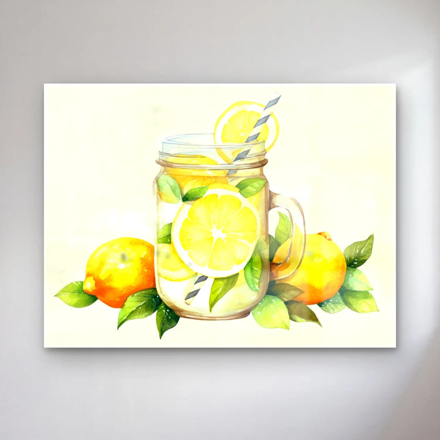 Suluboya Limonlar – Sarı Tonlar cam tablo — Suluboya Limonlar – Sarı Tonlar — suluboya limonlar