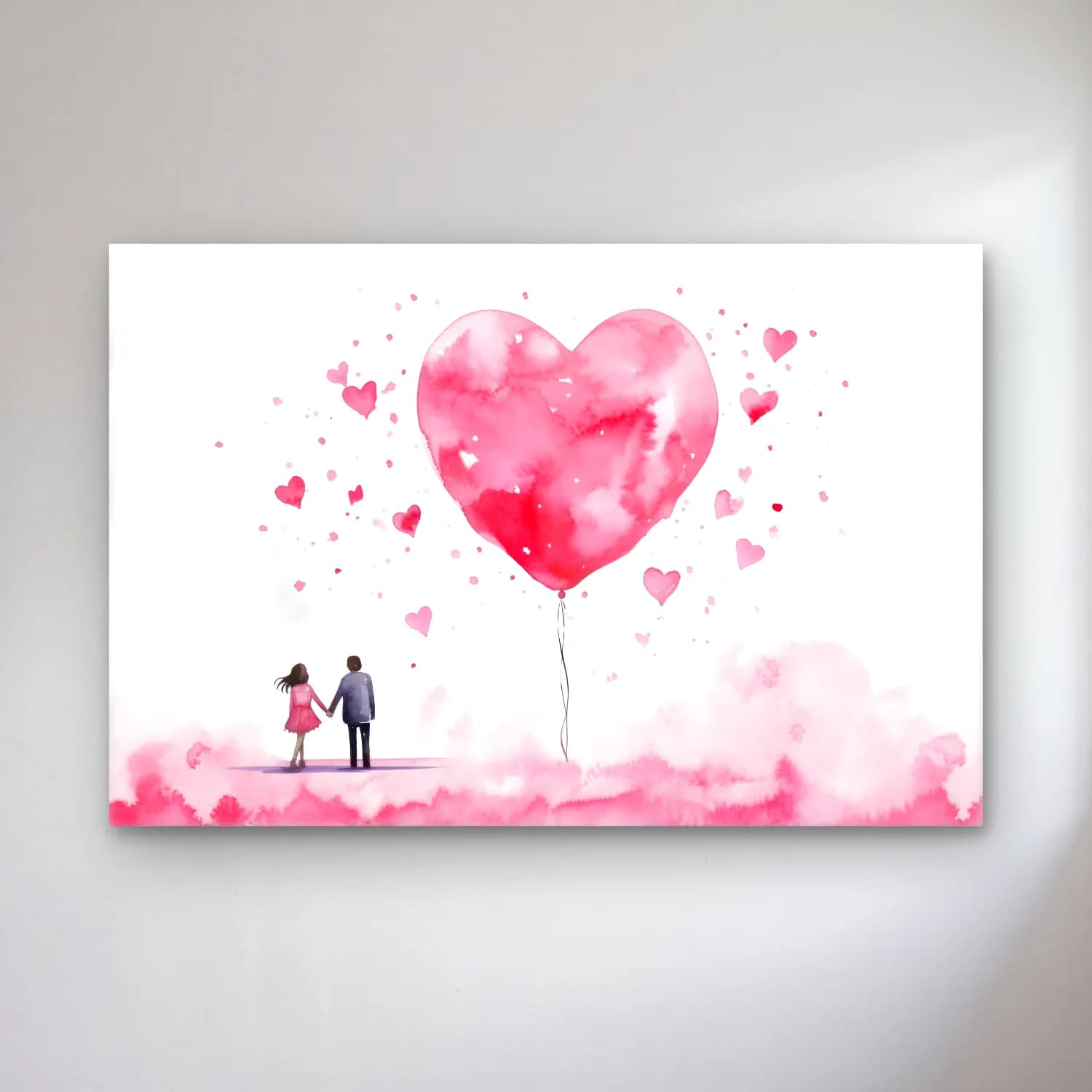Suluboya Aşıklar – Pembe Tonlar cam tablo — Suluboya Aşıklar – Pembe Tonlar — suluboya aşıklar