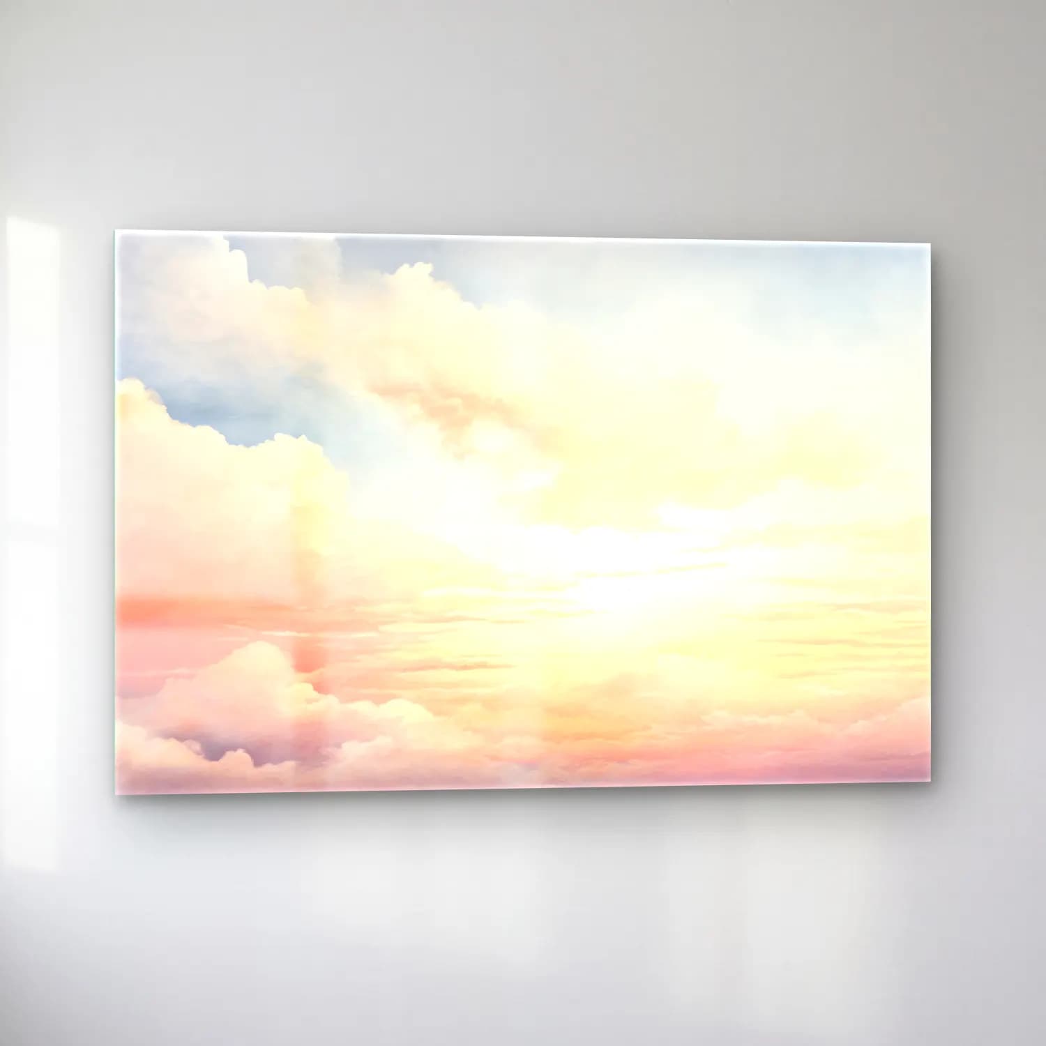 Pastel Gün Batımı Gökyüzü No. 4 cam tablo — sol açıdan görünüm