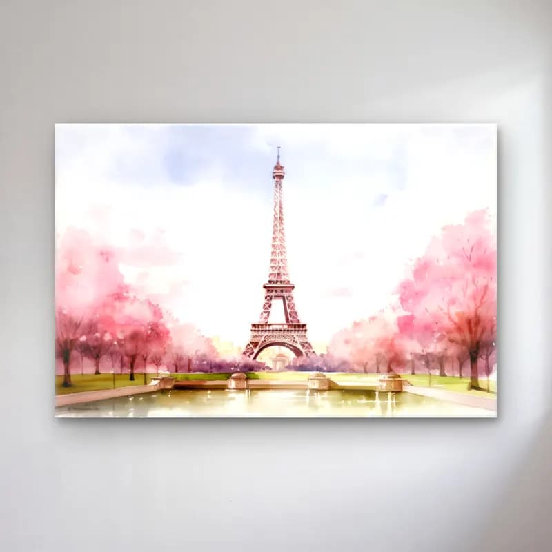 Suluboya Paris ve Eyfel Kulesi No. 3 cam tablo — Suluboya Paris ve Eyfel Kulesi No. 3 — suluboya paris ve eyfel kulesi