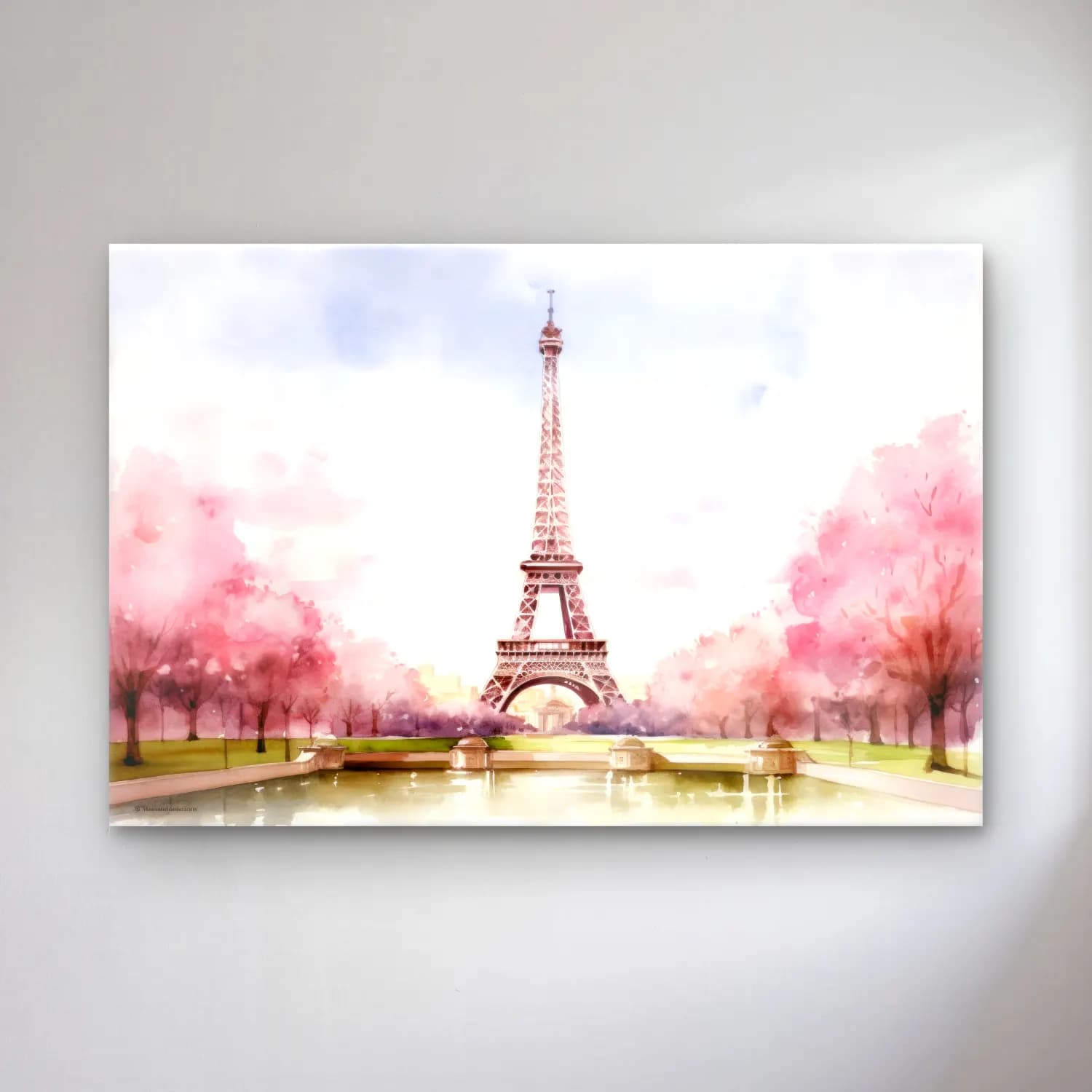 Suluboya Paris ve Eyfel Kulesi No. 3 cam tablo — Suluboya Paris ve Eyfel Kulesi No. 3 — suluboya paris ve eyfel kulesi
