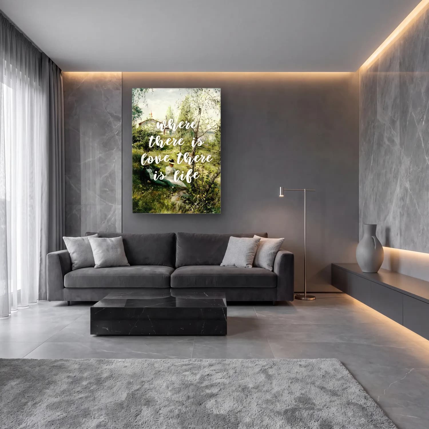 Pastel Söz Posteri No. 5 cam tablo — lüks salon duvarında