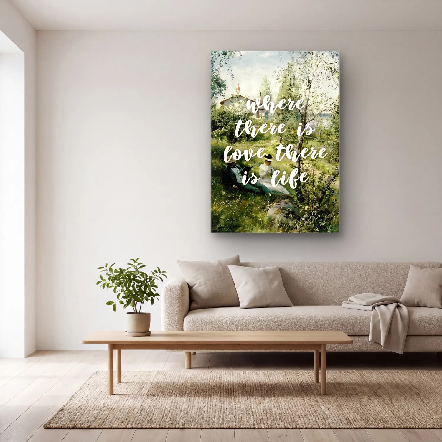 Pastel Söz Posteri No. 5 cam tablo — açık renk salonda