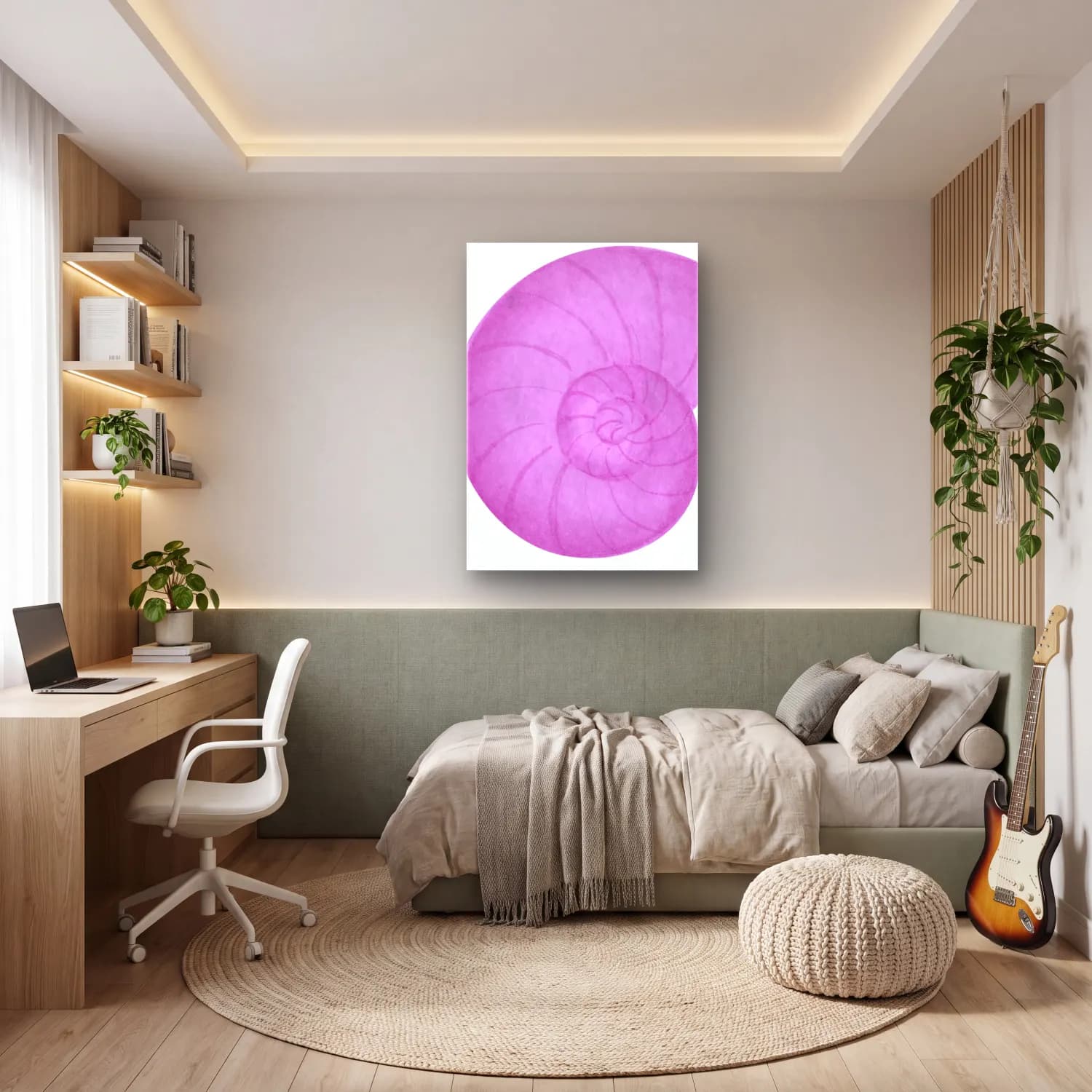 Pastel Deniz Kabukları No. 5 cam tablo — genç odasında