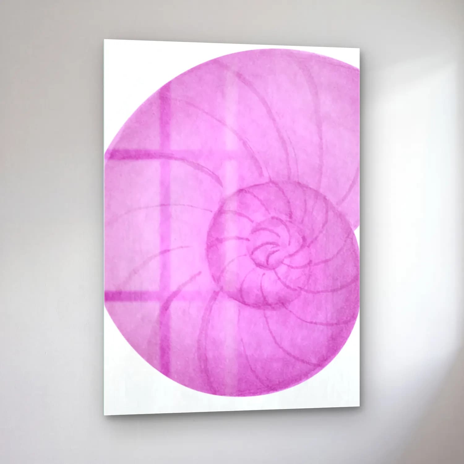 Pastel Deniz Kabukları No. 5 cam tablo — sol açıdan görünüm
