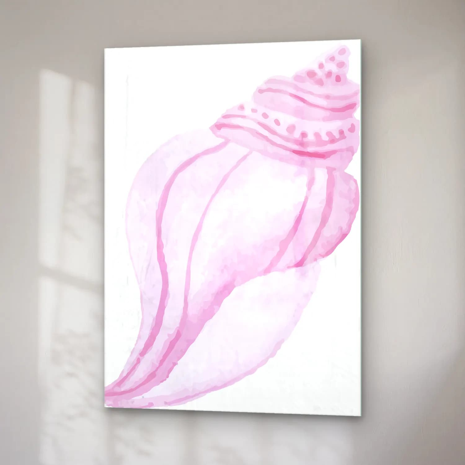 Pastel Deniz Kabukları No. 20 cam tablo — sağ açıdan görünüm