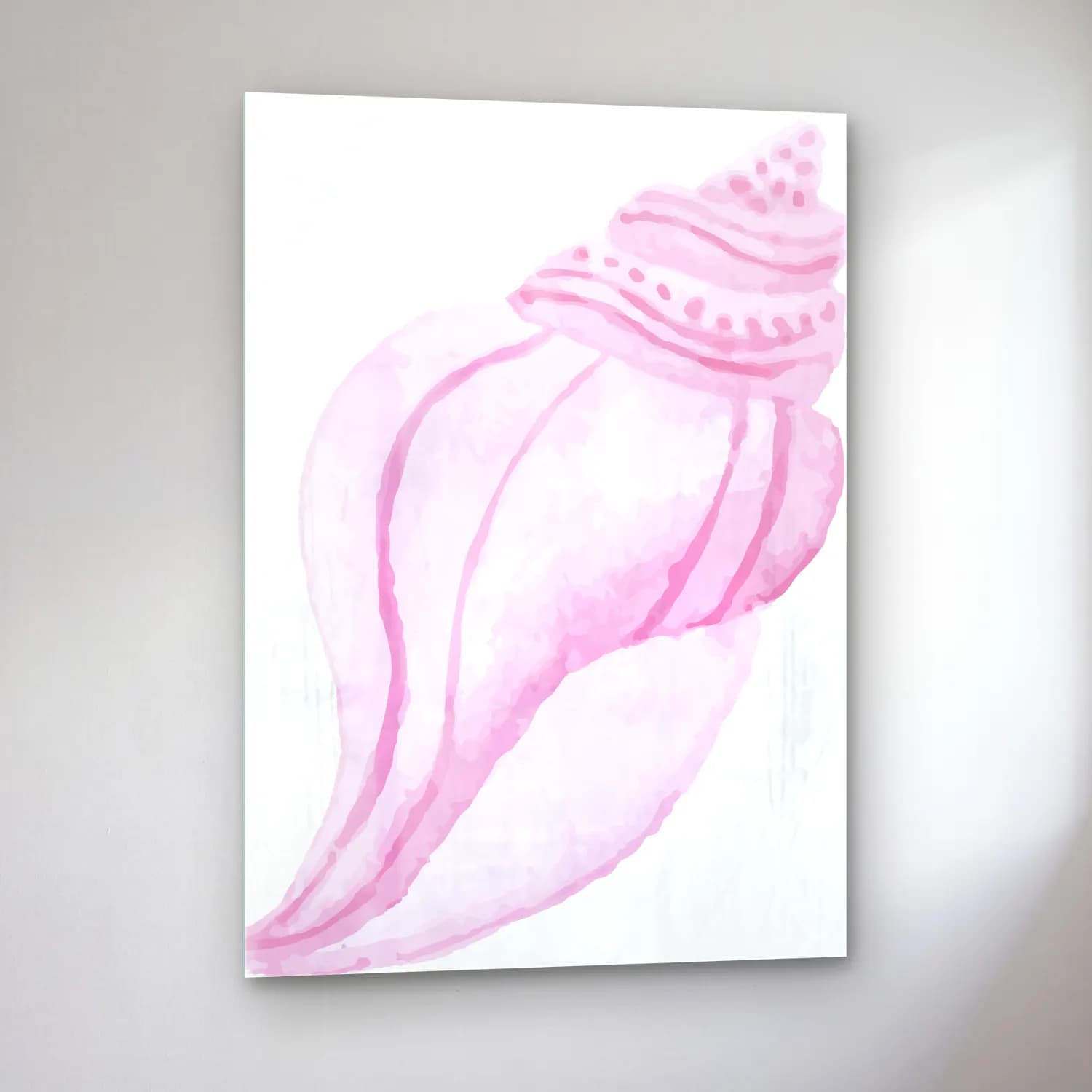 Pastel Deniz Kabukları No. 20 cam tablo — sol açıdan görünüm