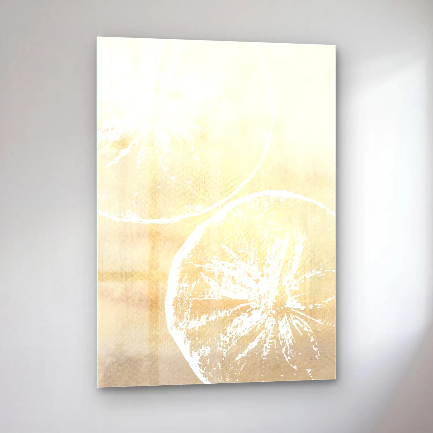 Pastel Limonlar – Bej Tonlar cam tablo — sol açıdan görünüm