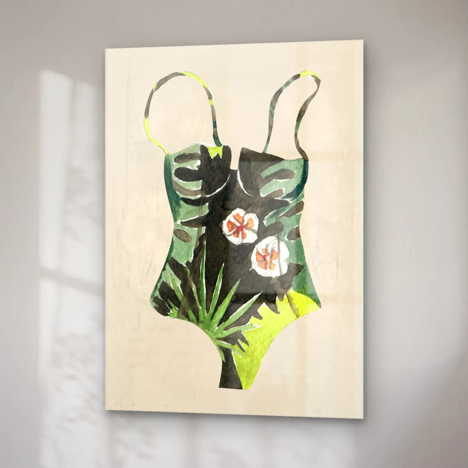 Boho Çiçek Deseni No. 22 cam tablo — sağ açıdan görünüm
