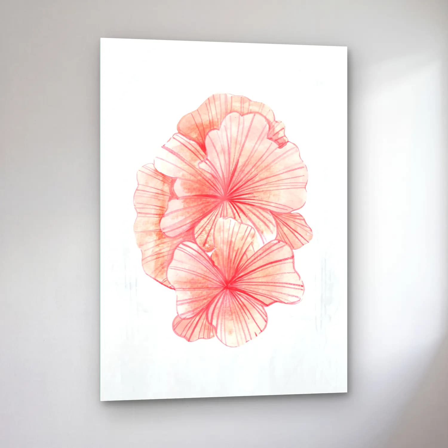Botanik İllüstrasyon Pembe Şakayıklar No. 3 cam tablo — sol açıdan görünüm