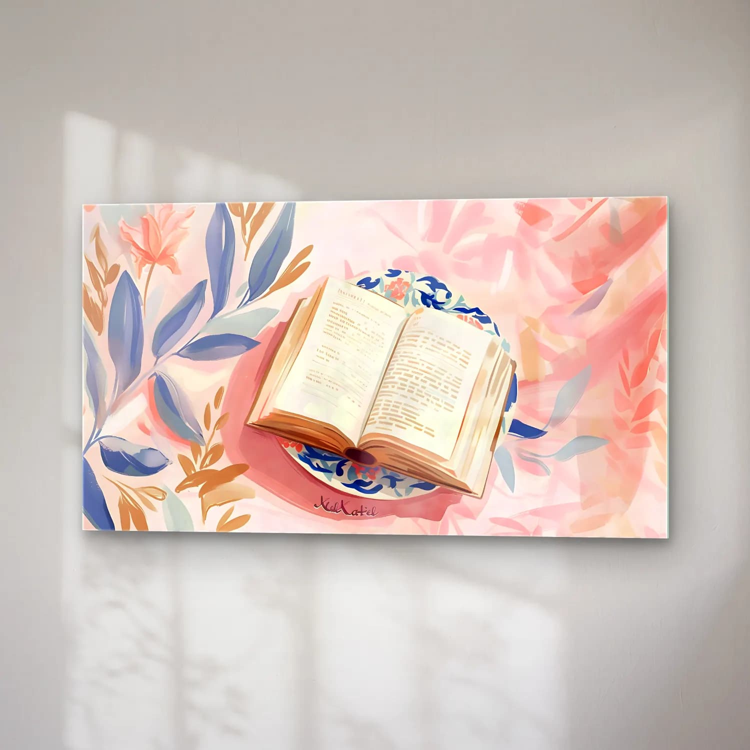 Pastel Kitap Okuyan Kadın No. 16 cam tablo — sağ açıdan görünüm