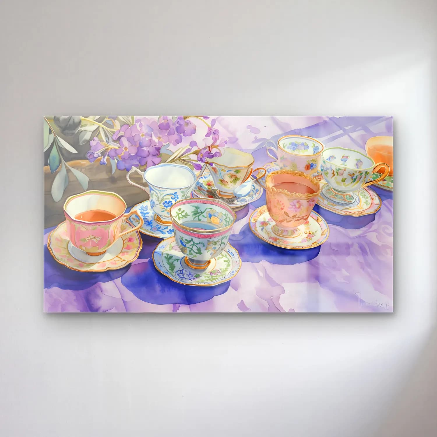 Pastel Demlik ve Fincanlar No. 4 cam tablo — Pastel Demlik ve Fincanlar No. 4 — pastel demlik ve fincanlar