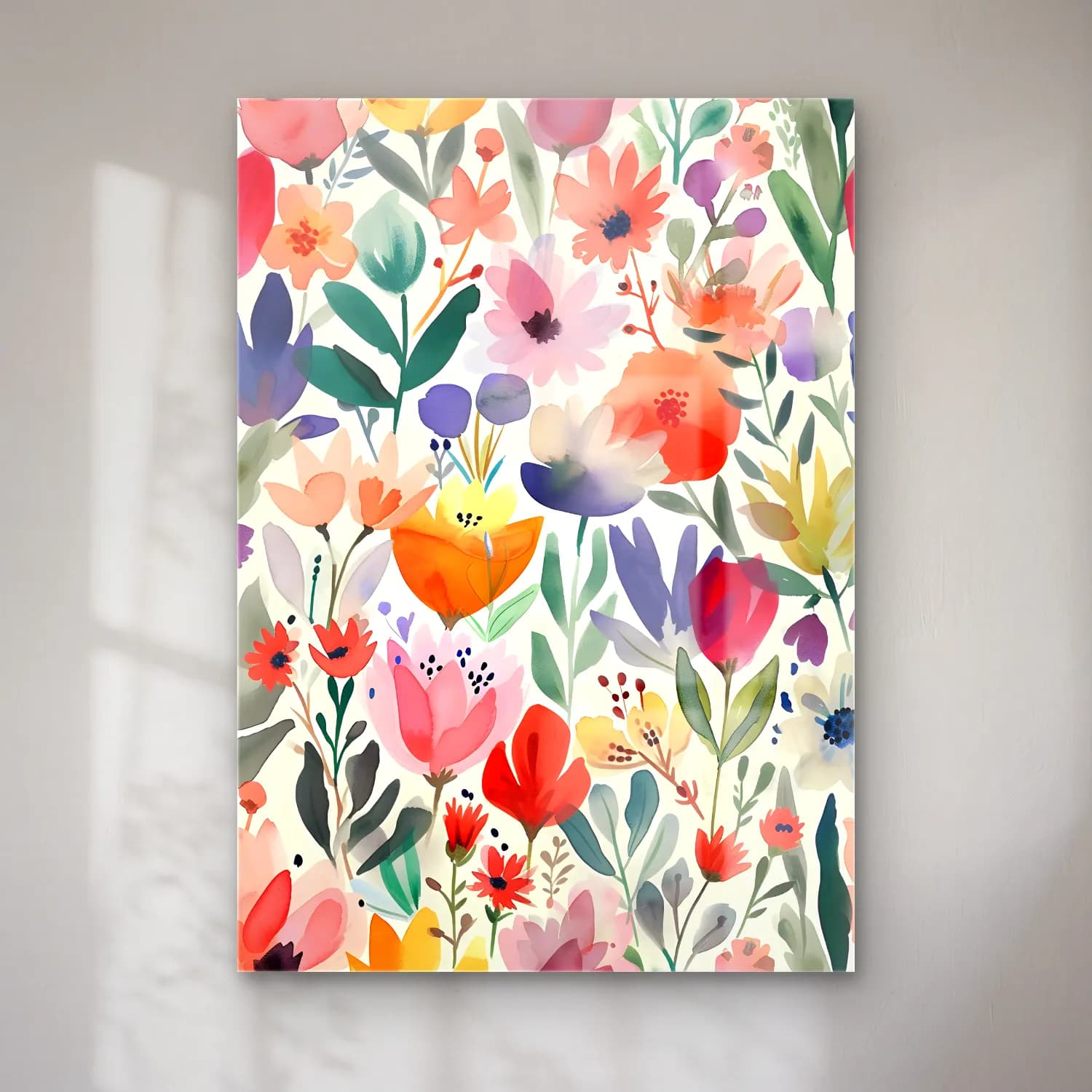 Boho Çiçek Deseni – Pastel Tonlar cam tablo — Boho Çiçek Deseni – Pastel Tonlar — boho çiçek deseni