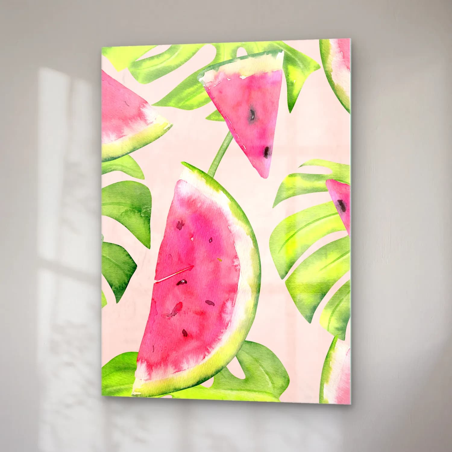 Pastel Karpuz No. 2 cam tablo — sağ açıdan görünüm
