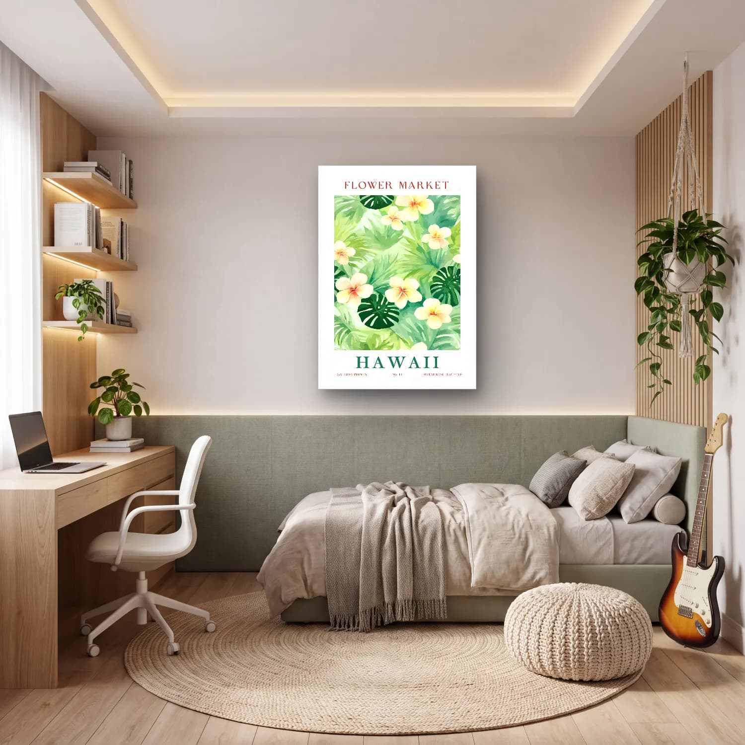 Pastel Çiçek Deseni No. 95 cam tablo — genç odasında