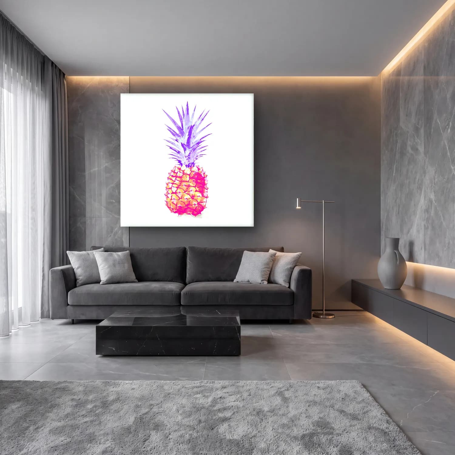 Pastel Meyveli Natürmort No. 6 cam tablo — lüks salon duvarında