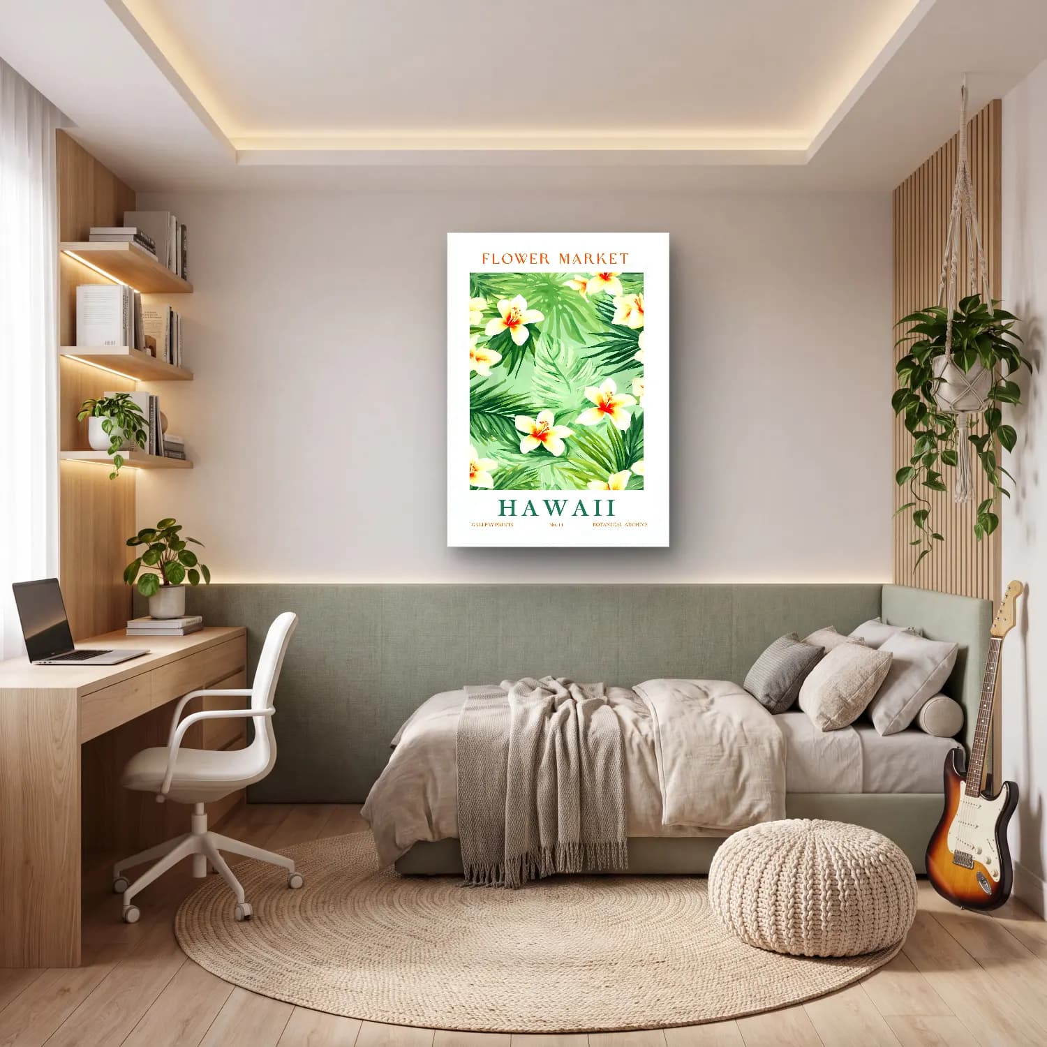 Pastel Çiçek Deseni No. 96 cam tablo — genç odasında