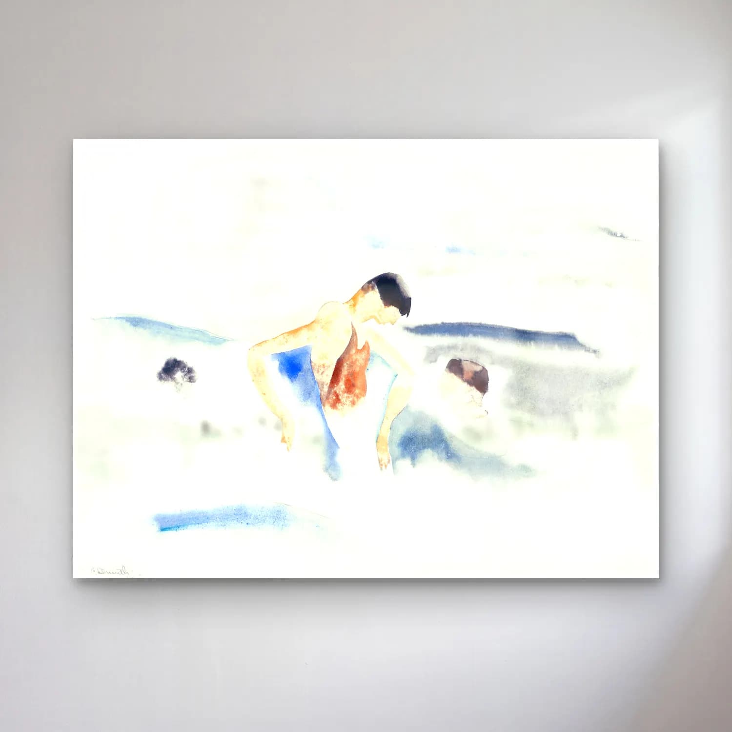 Charles Demuth – Three Figures in Water cam tablo — Charles Demuth – Three Figures in Water — suluboya sahilde i̇nsanlar