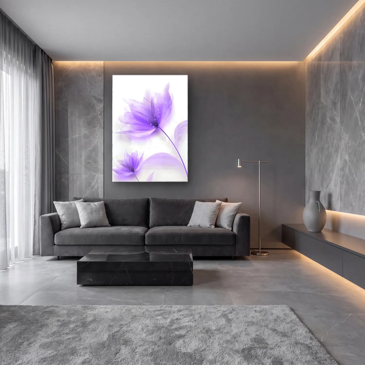 Botanik İllüstrasyon Lotus Çiçekleri No. 17 cam tablo — lüks salon duvarında