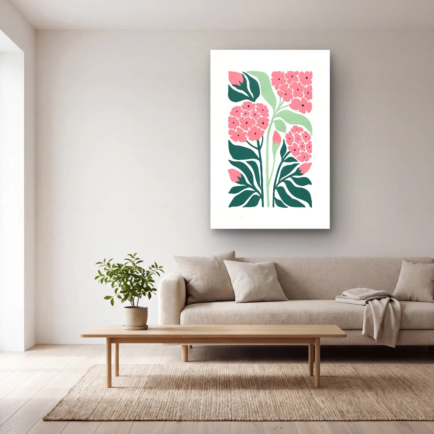 Pastel Çiçek Deseni – Pembe Tonlar cam tablo — açık renk salonda