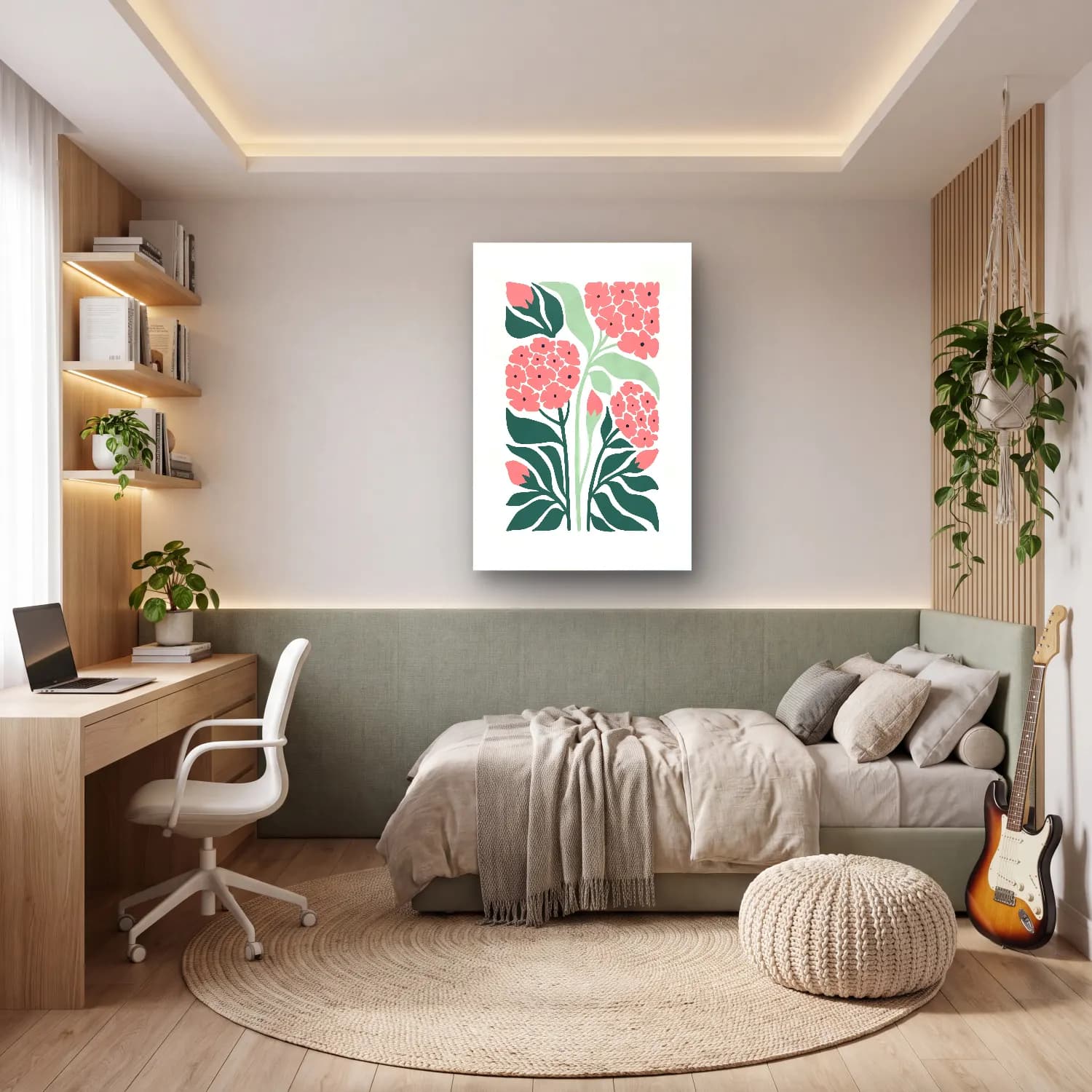 Pastel Çiçek Deseni – Pembe Tonlar cam tablo — genç odasında