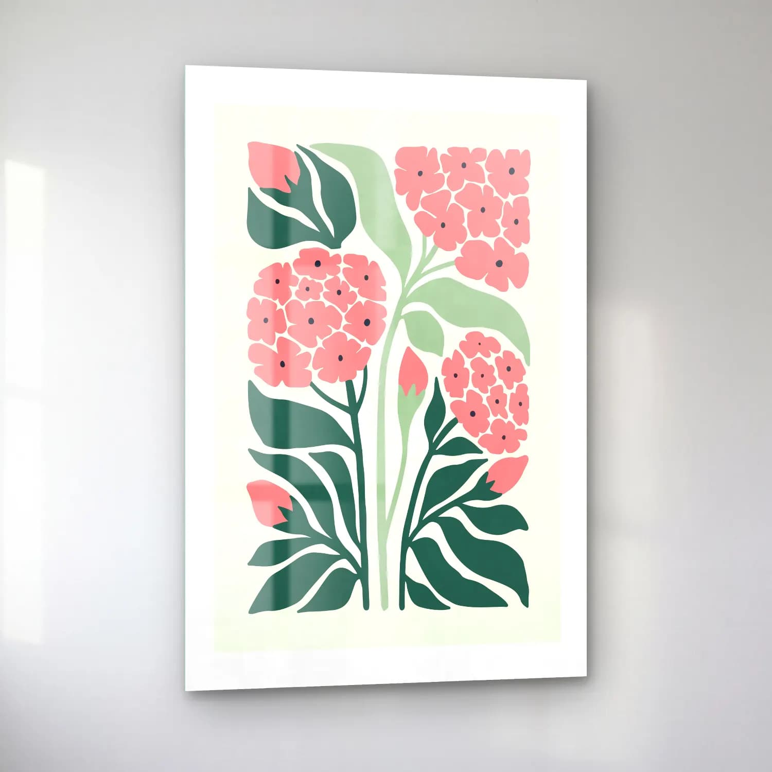 Pastel Çiçek Deseni – Pembe Tonlar cam tablo — sol açıdan görünüm