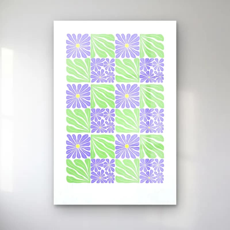 Retro Çiçek Deseni No. 14 cam tablo — Retro Çiçek Deseni No. 14 — retro çiçek deseni