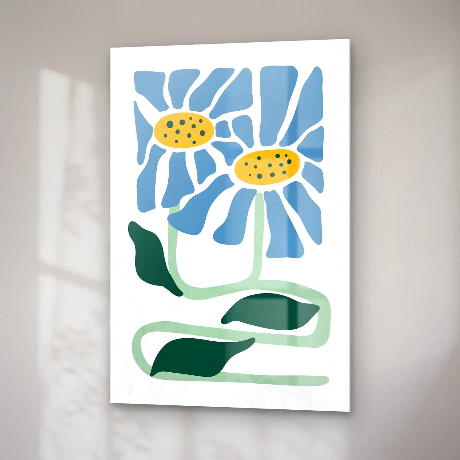 Botanik İllüstrasyon Papatyalar cam tablo — sağ açıdan görünüm