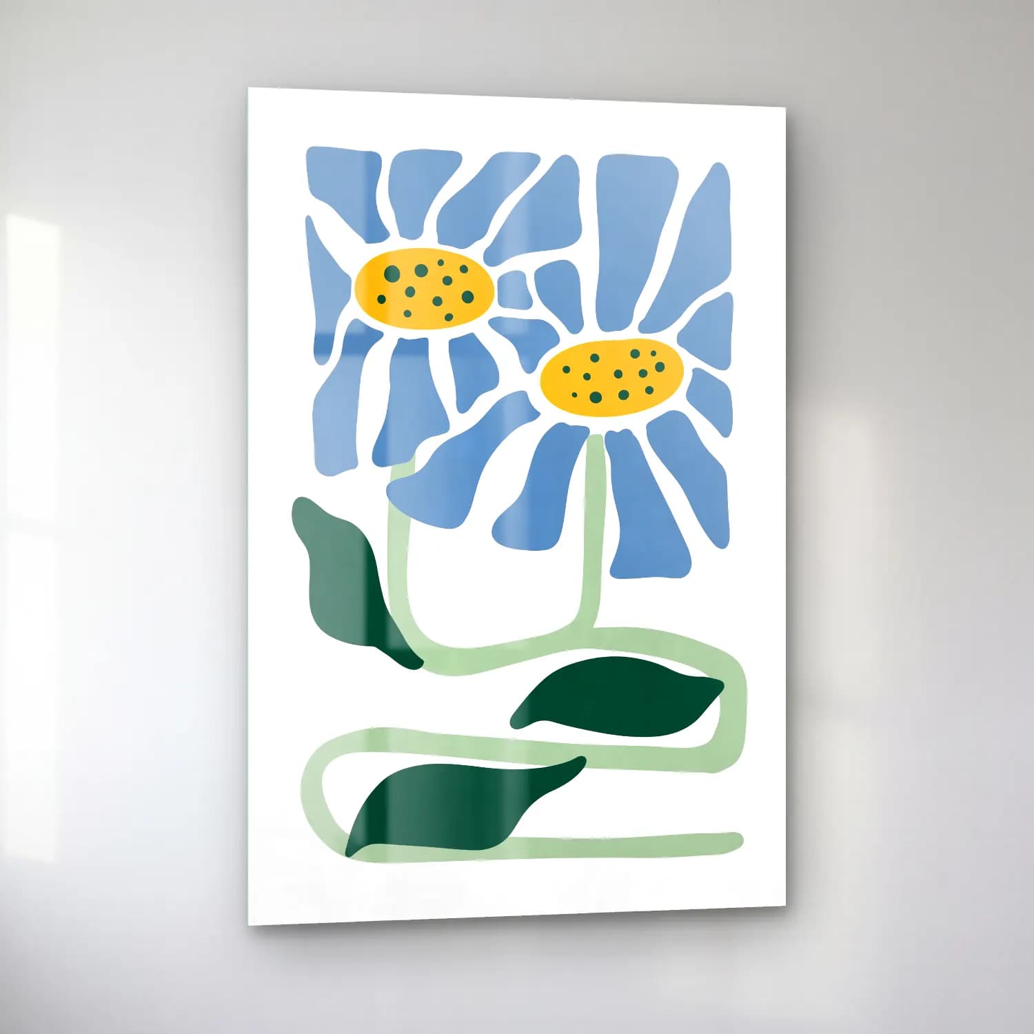 Botanik İllüstrasyon Papatyalar cam tablo — sol açıdan görünüm
