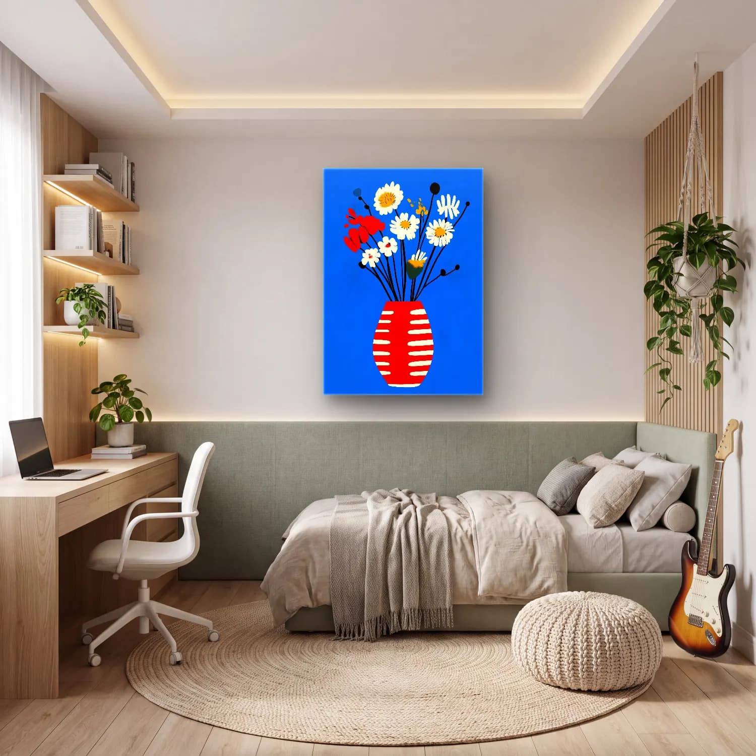 Pop Art Vazo cam tablo — genç odasında