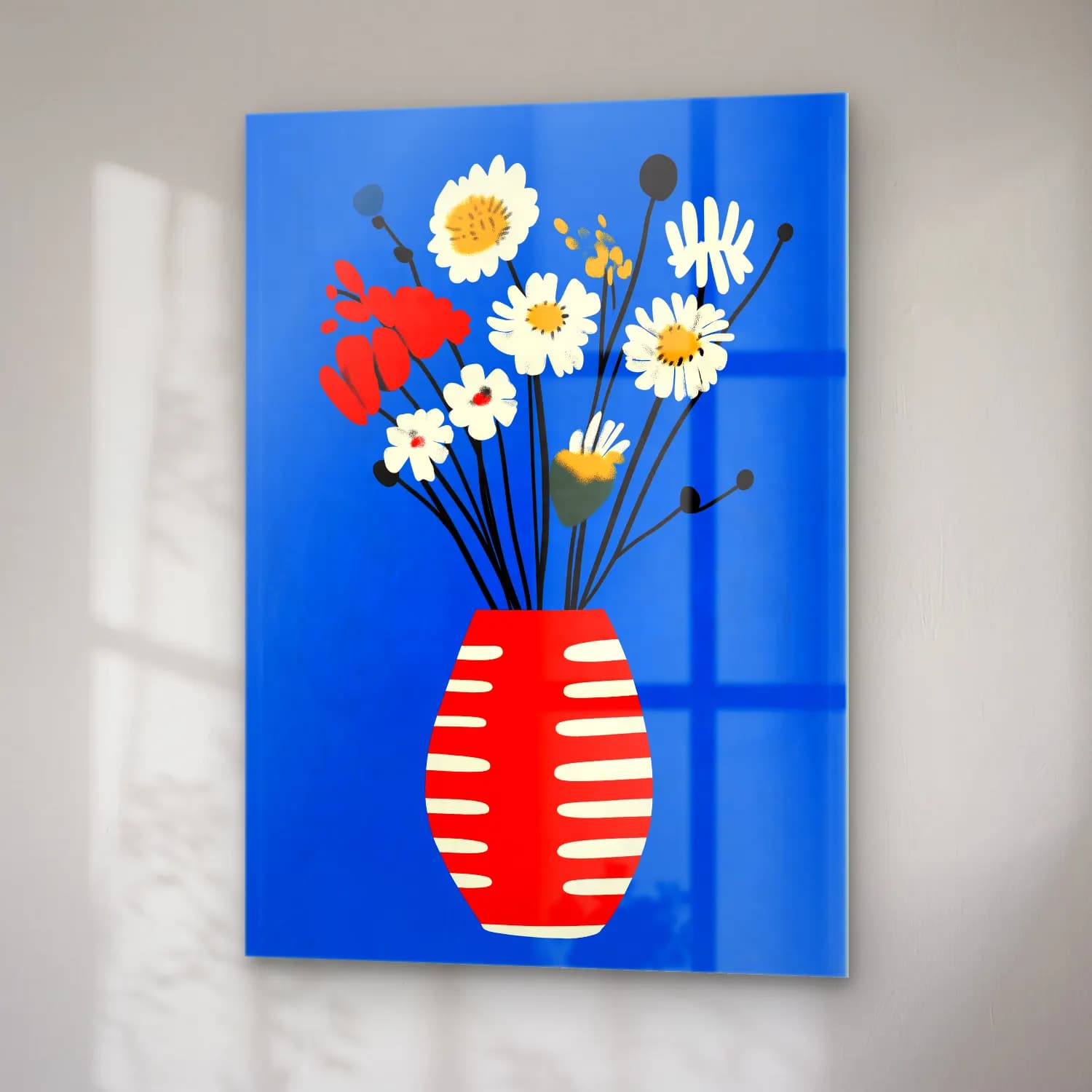 Pop Art Vazo cam tablo — sağ açıdan görünüm