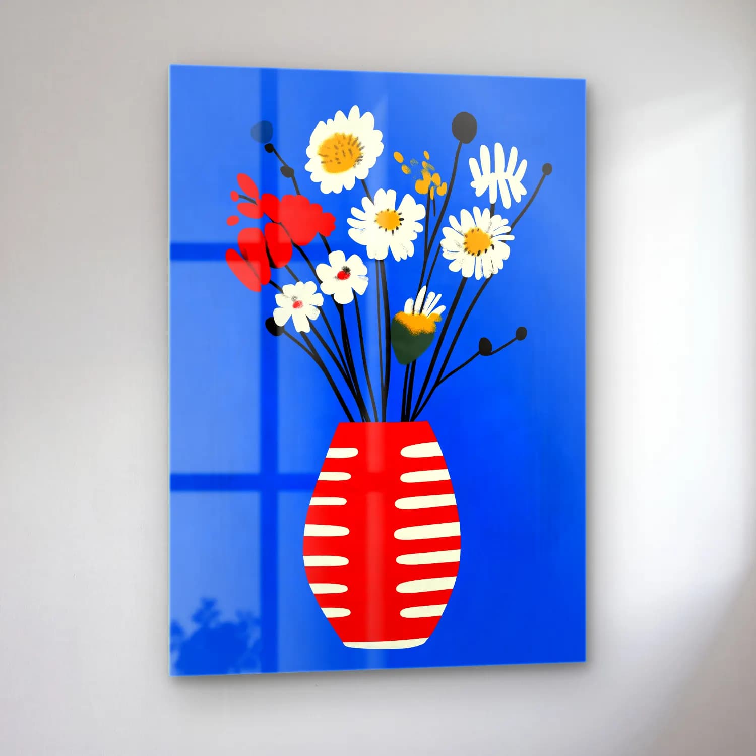 Pop Art Vazo cam tablo — sol açıdan görünüm