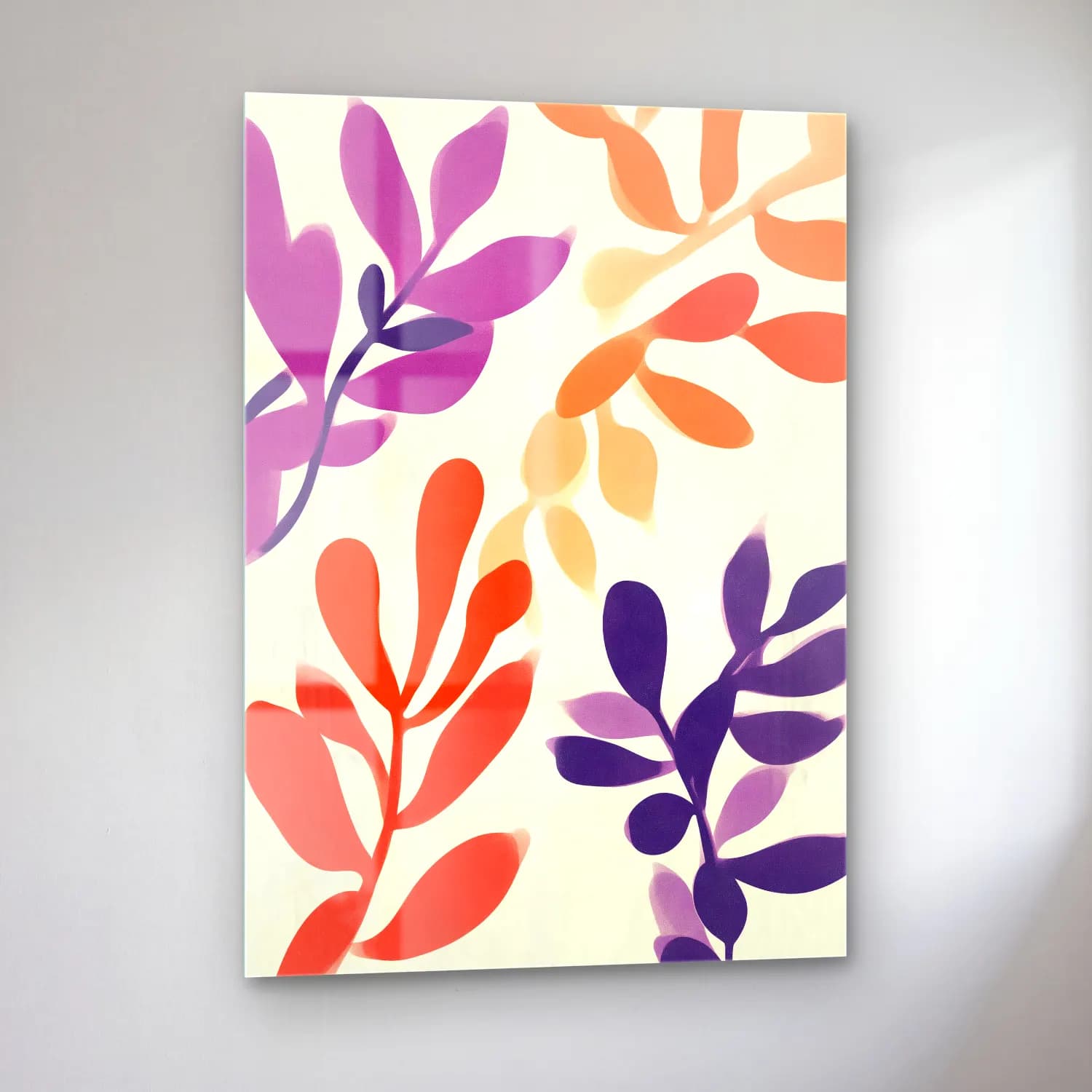 Boho Çiçek Deseni No. 37 cam tablo — sol açıdan görünüm