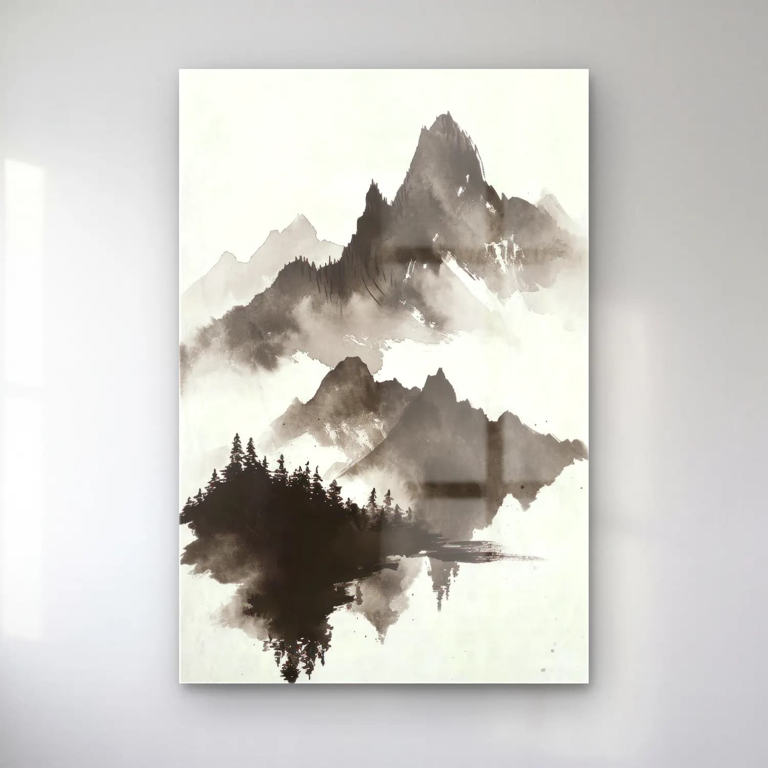 Siyah Beyaz Dağ Manzarası No. 2 cam tablo — Siyah Beyaz Dağ Manzarası No. 2 — siyah beyaz dağ manzarası