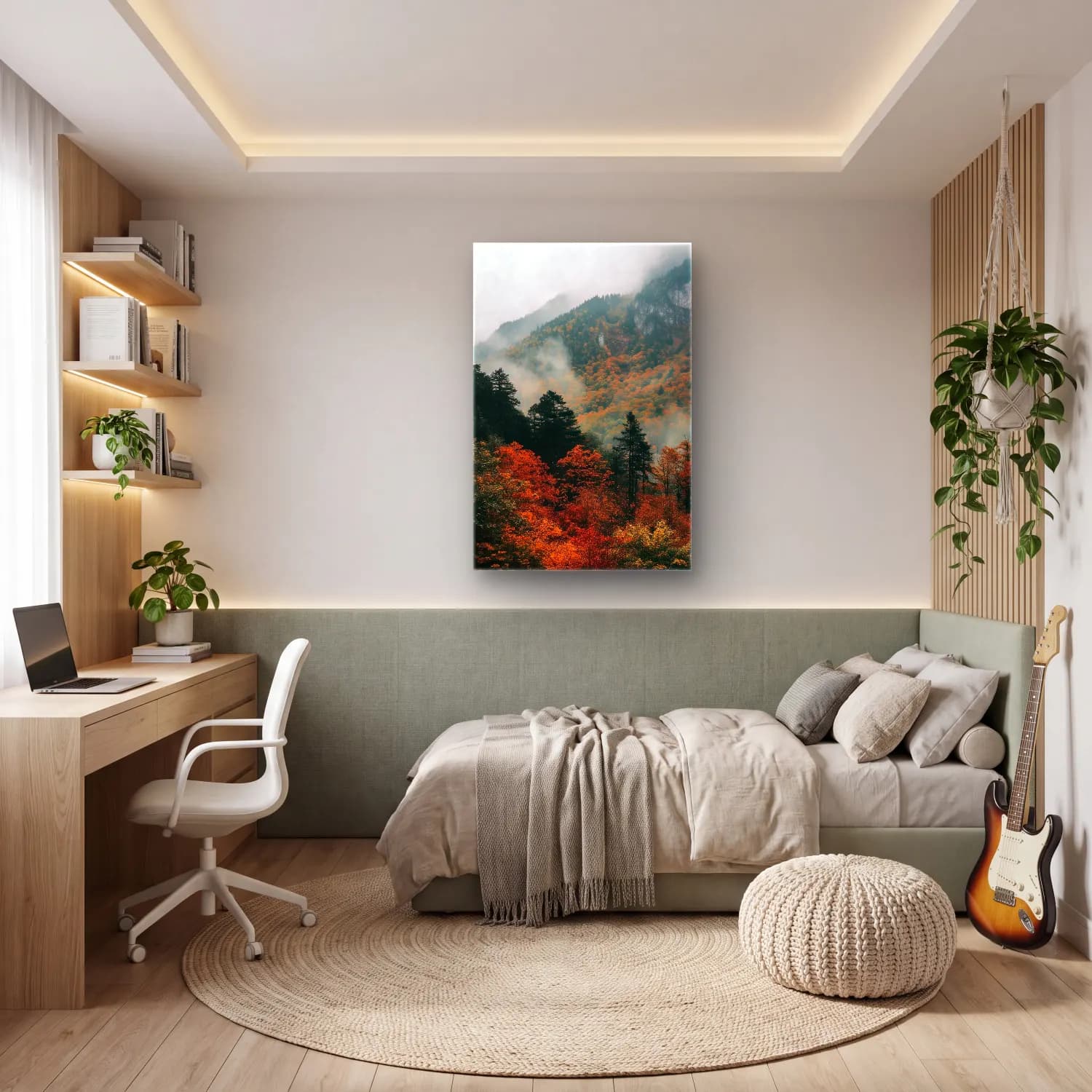 Pastel Sisli Orman – Turuncu Tonlar cam tablo — genç odasında