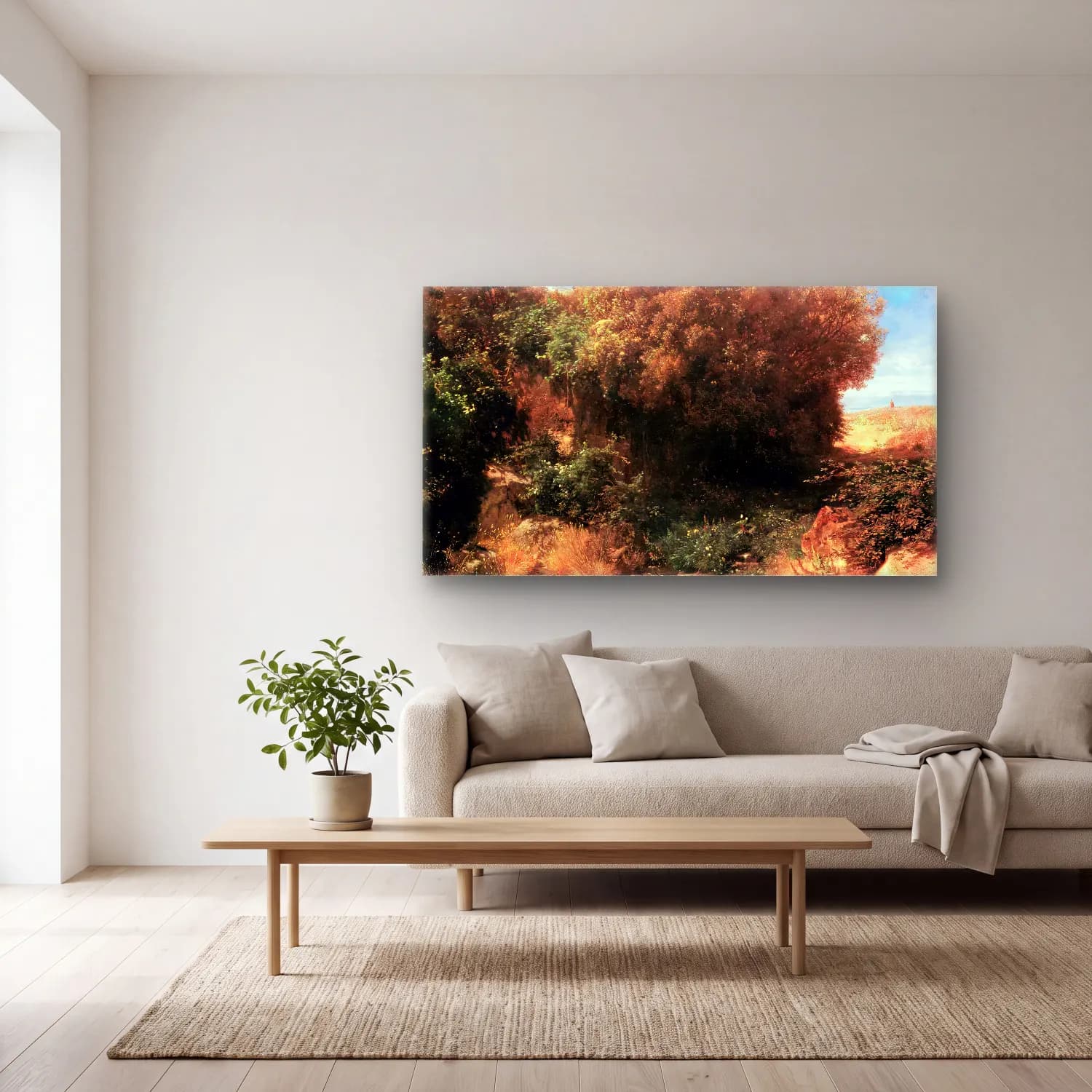 Arnold Böcklin – Campagna Landscape cam tablo — açık renk salonda