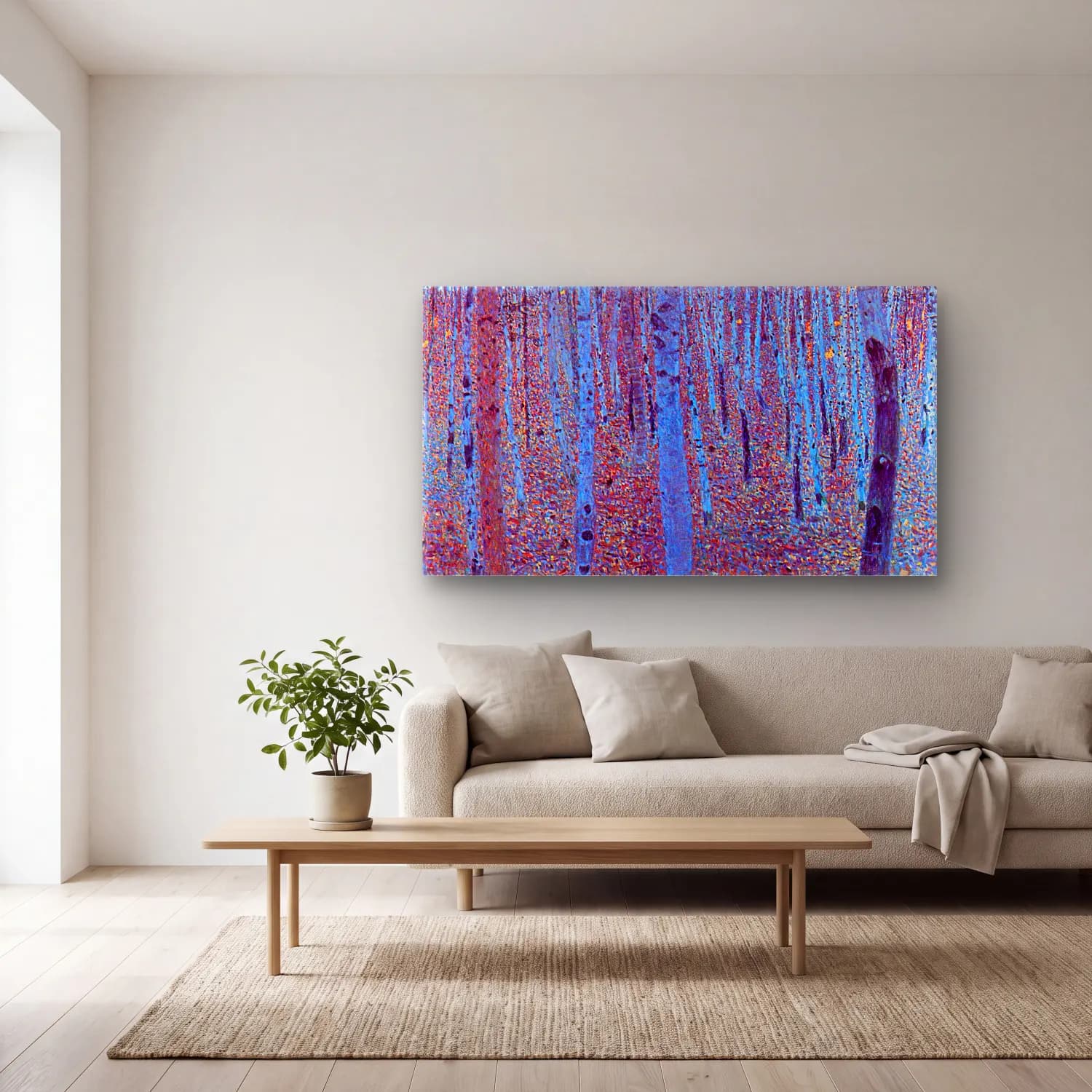 Gustav Klimt – Beech Forest cam tablo — açık renk salonda