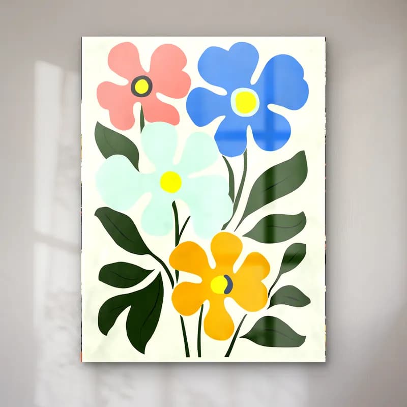 Pastel Çiçek Deseni No. 14 cam tablo — Pastel Çiçek Deseni No. 14 — pastel çiçek deseni