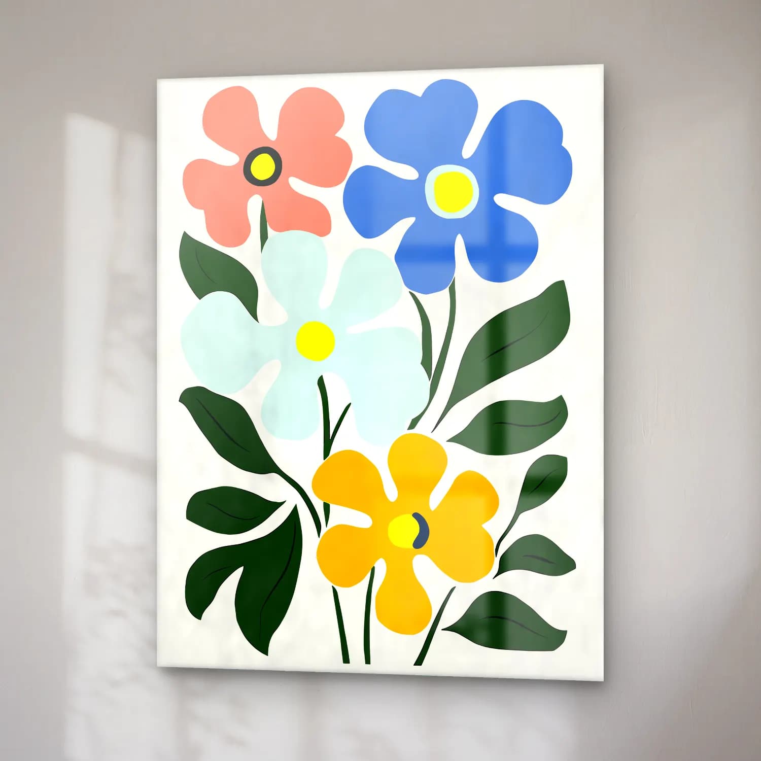 Pastel Çiçek Deseni No. 14 cam tablo — sağ açıdan görünüm