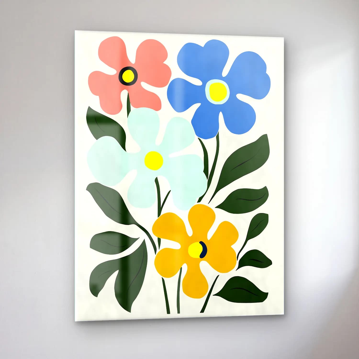 Pastel Çiçek Deseni No. 14 cam tablo — sol açıdan görünüm