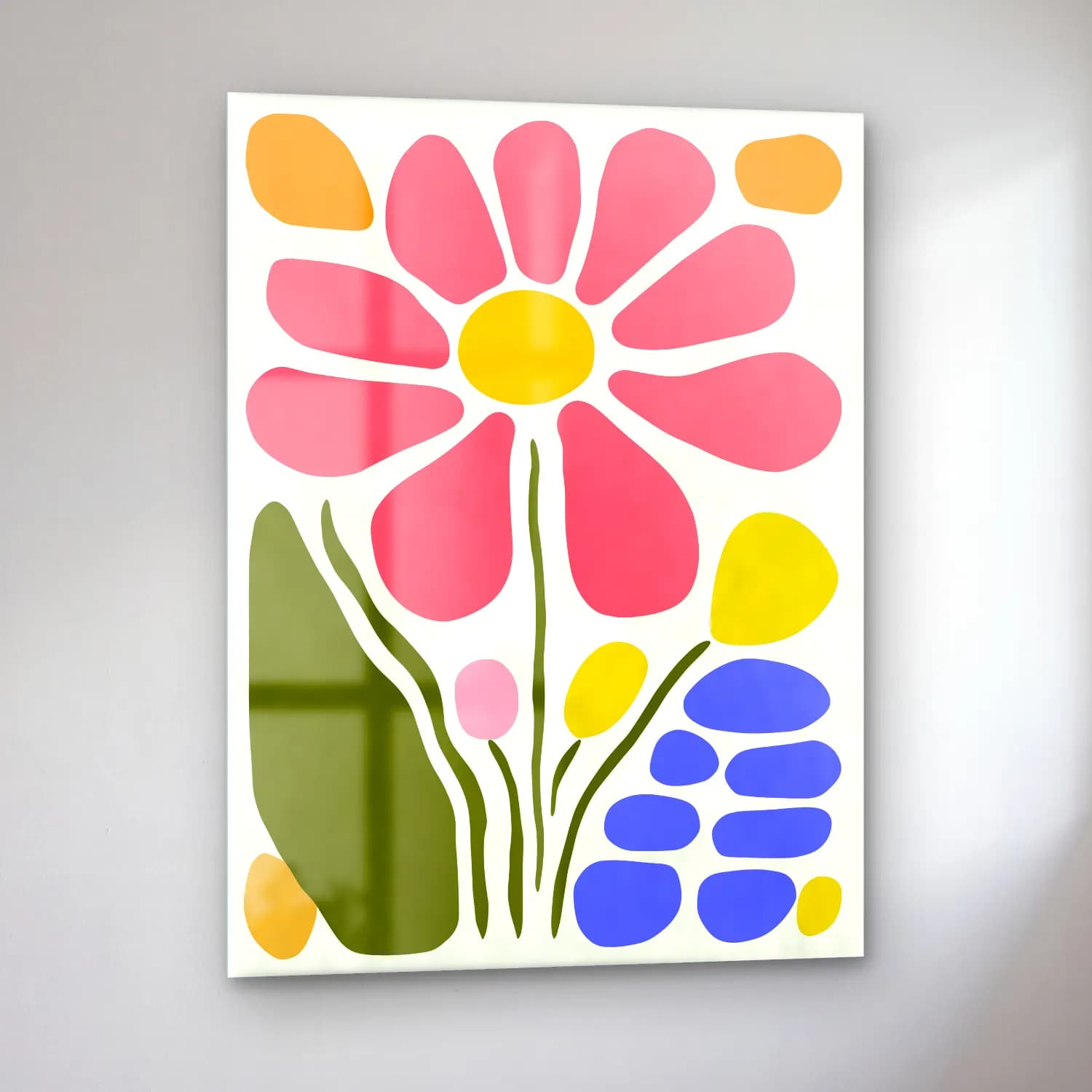 Boho Çiçek Deseni No. 38 cam tablo — sol açıdan görünüm
