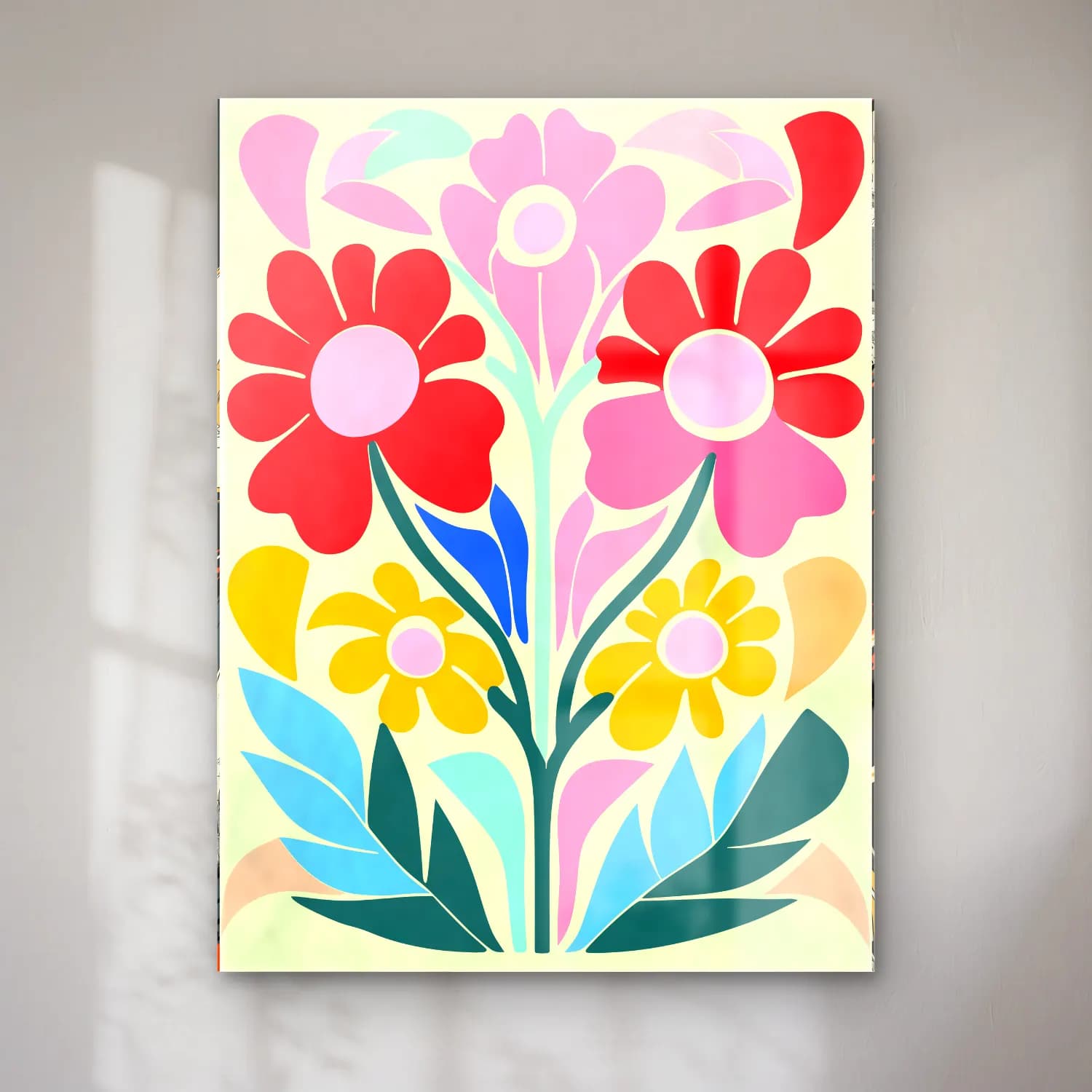 Boho Çiçek Deseni No. 40 cam tablo — Boho Çiçek Deseni No. 40 — boho çiçek deseni