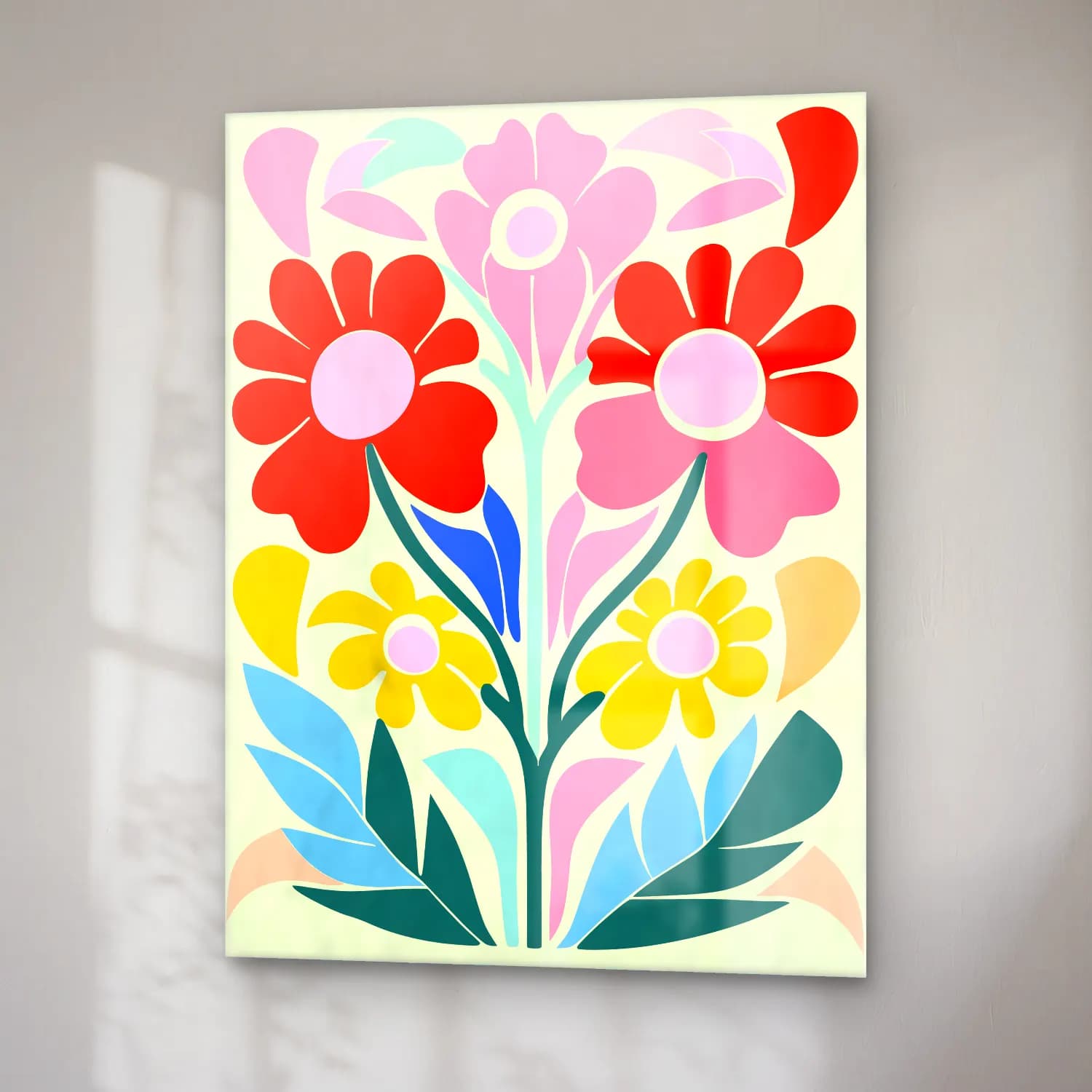 Boho Çiçek Deseni No. 40 cam tablo — sağ açıdan görünüm