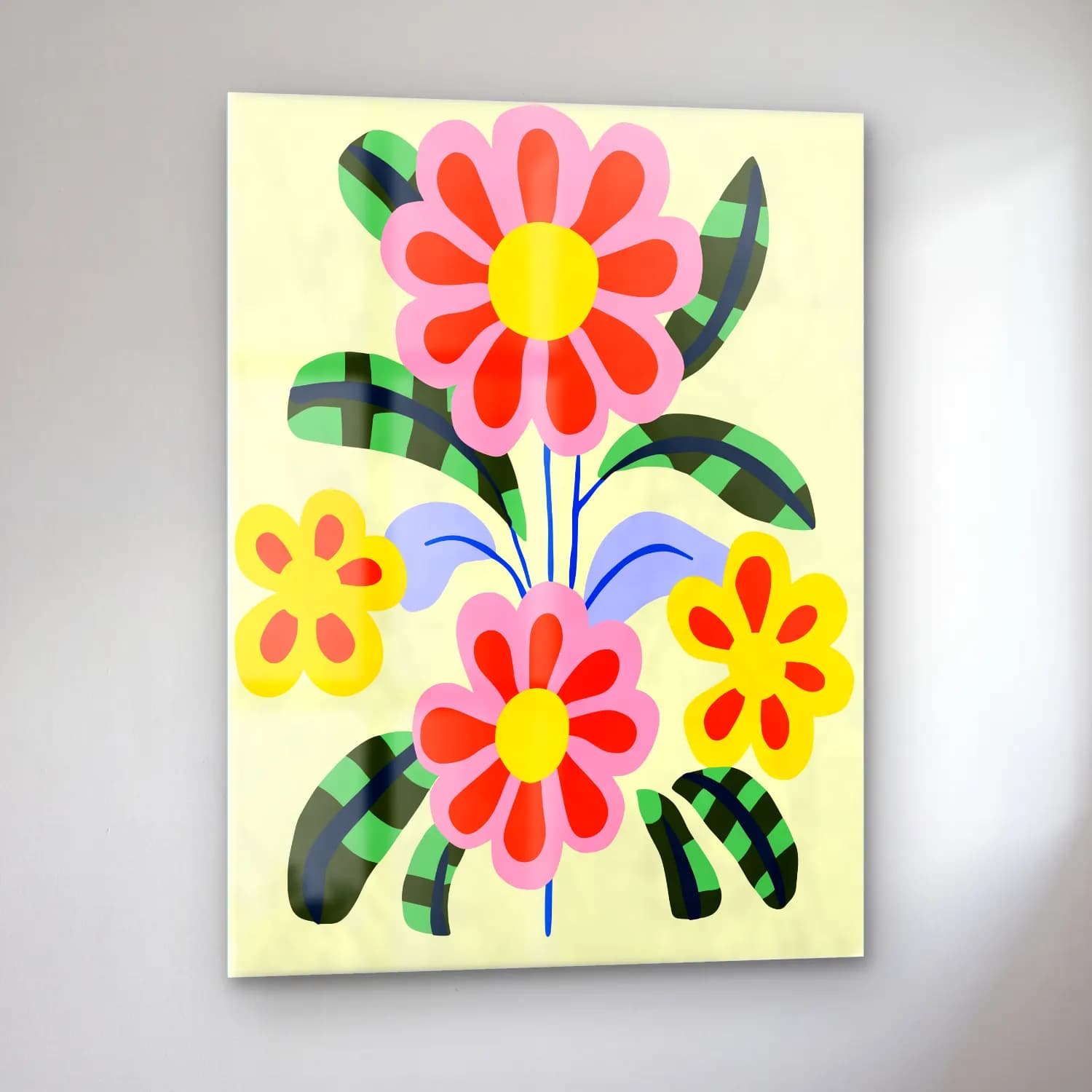 Boho Çiçek Deseni No. 41 cam tablo — sol açıdan görünüm