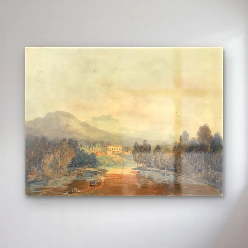 Suluboya Kırda Nehir No. 31 cam tablo — Suluboya Kırda Nehir No. 31 — suluboya kırda nehir