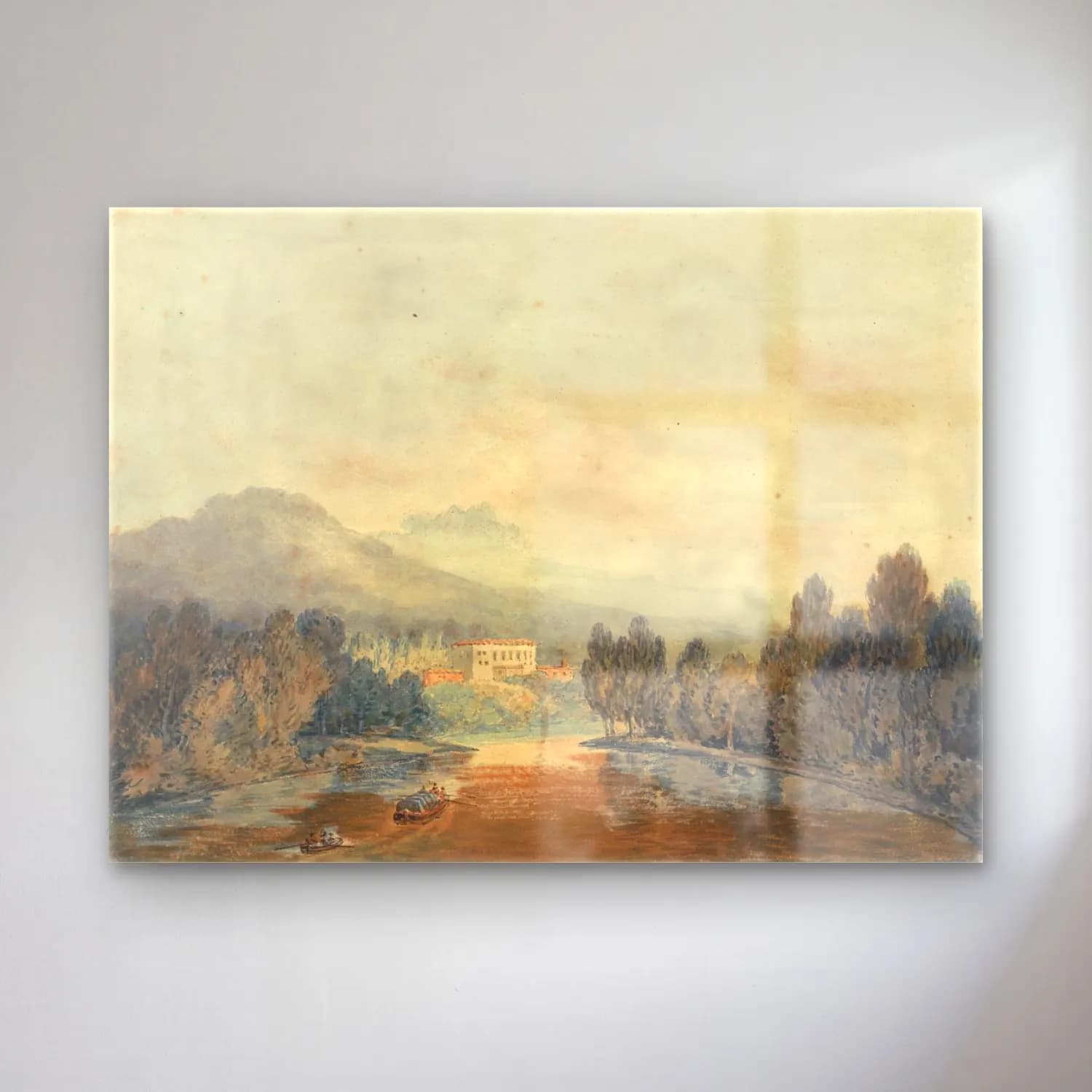 Suluboya Kırda Nehir No. 31 cam tablo — Suluboya Kırda Nehir No. 31 — suluboya kırda nehir