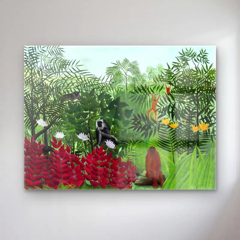 Henri Rousseau – Tropical Forest with Monkeys cam tablo — Henri Rousseau – Tropical Forest with Monkeys — suluboya maymun