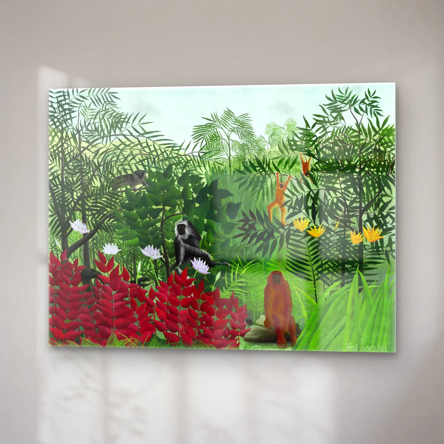 Henri Rousseau – Tropical Forest with Monkeys cam tablo — sağ açıdan görünüm