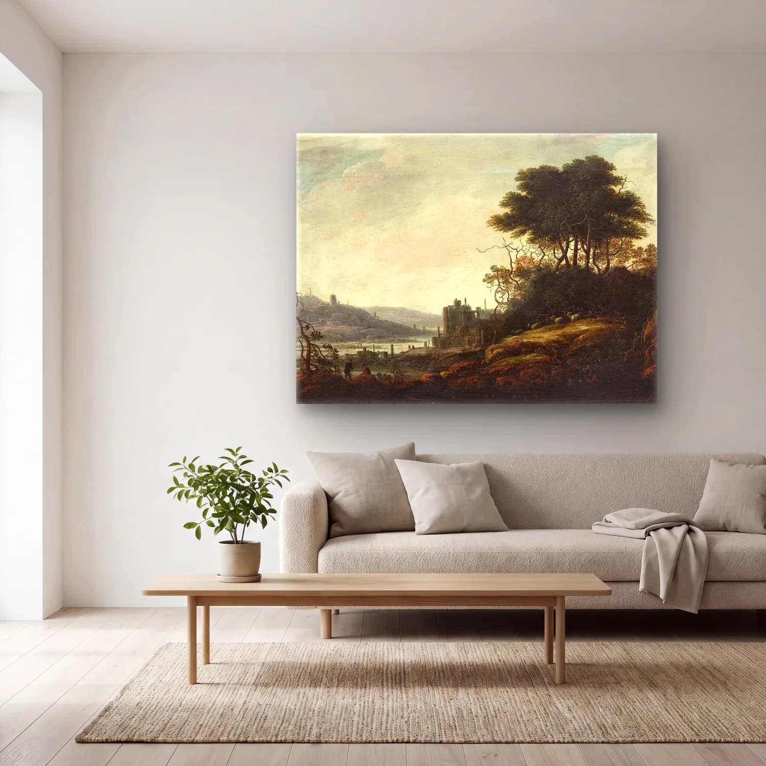 Abraham Bloemaert – Landscape cam tablo — açık renk salonda